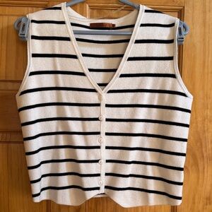 Belldini Black and White Striped Button Down vest